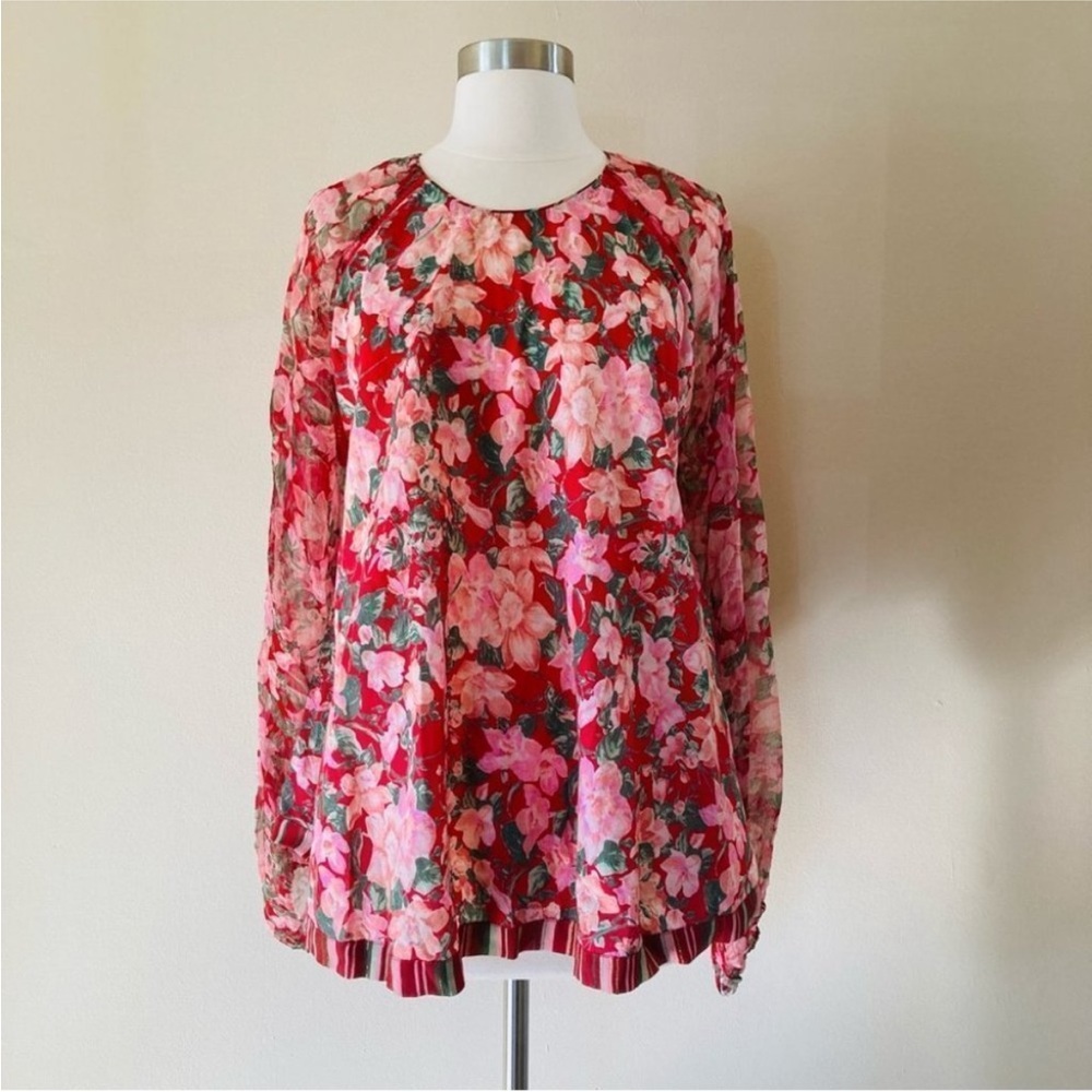 Anthropologie Nikita Christine Rose Floral Blouse | Size Medium 6 8 10 - Picture 2 of 6